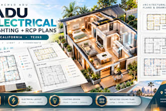 create california texas detached adu electrical lighting rcp construction plans