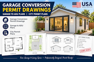 do garage conversion permit drawings, garage to adu plans, city permit plan