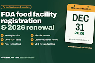 do fda food facility registration, 2026 renewal, fda label compliance