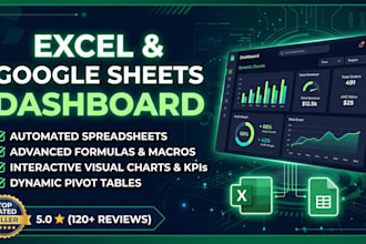 create automated excel spreadsheet, google sheets dashboard and formulas
