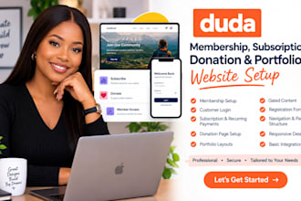 duda membership subscription donation porfolio website customer login setup