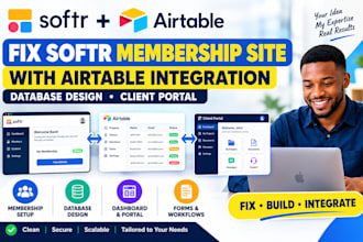fix softr membership site with airtable integration database design client porta