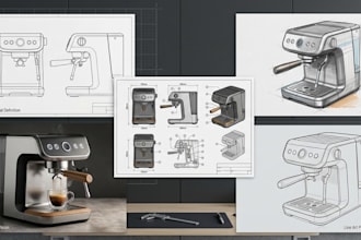 design ergonomic coffee machine products with 3d cad and tech pack