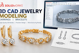 create 3d cad jewelry models for earrings and bracelets in solidworks