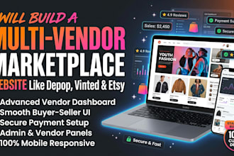 bulid a multi vendor marketplace website with vendor dashboard depop style
