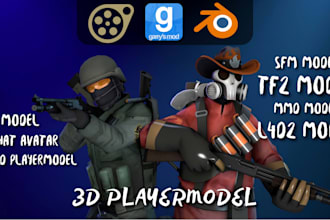 port, create custom models for sfm, gmod, fnaf animatronic, l4d2, mmd, tf2 asset