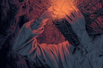 draw a dark and striking illustration