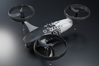generative3d drone design,cad evtol chassis,fpv assembly,dfm,cinewhoop rendering