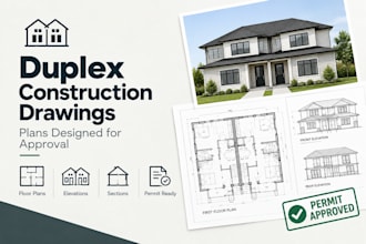 create professional duplex construction drawings and architectural blueprints