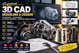 3d cad model, 3d cad design, 3d product rendering and industrial product design