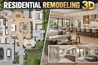 create residential remodeling 3d visualization with detailed plans