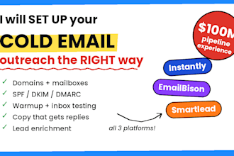 setup cold email outreach using instantly ai, email bison and smartlead