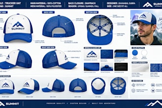 create hat and cap tech pack for headwear manufacturing and production
