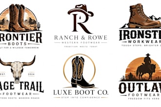 design a professional, footwear, western, cowboy, workwear, or fashion boot logo
