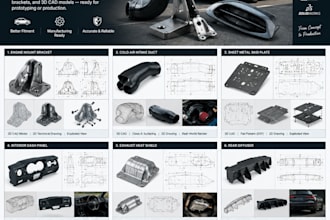 design custom car parts, sheet metal fabrication brackets, and 3d cad models