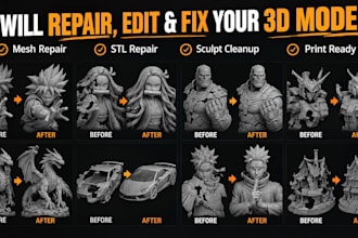 fix, repair, split, cleanup, modify, optimize 3d model stl file for 3d printing