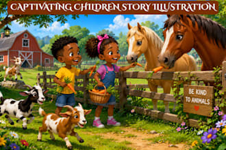 do children story book illustration, short story animal story chilren story book