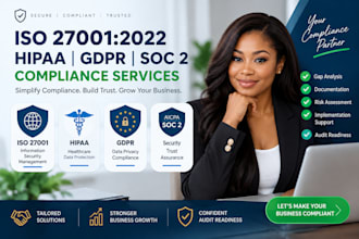 provide soc 2, hipaa, gdpr and iso 27001 compliance consulting