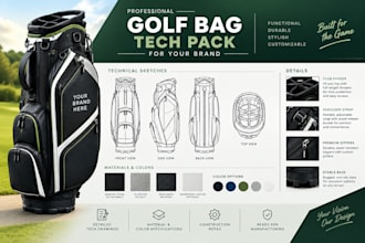 create a professional golf bag tech pack for your brand
