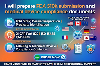 prepare fda 510k submission and medical device compliance documents