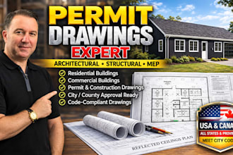 draw 2d architectural floor plan, structural and mep drawings for permit