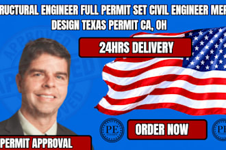 structural engineer full permit set civil engineer mep design texas permit ca,oh