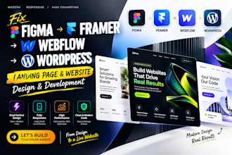 fix figma to framer webflow to wordpress landing page website design development