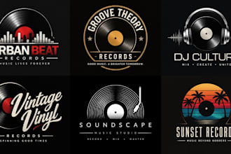 design a professional, record, music, dj, retro, or audio vinyl logo