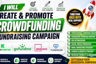 do crowdfunding promotion for gofundme, kickstarter and indiegogo
