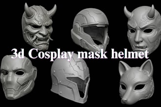 sculpt 3d mask 3d helmet wearable 3d cosplay mask anime oni mask for 3d printing