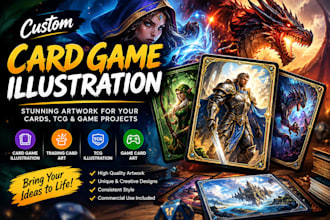 create custom card game illustration, tcg art and card game artwork