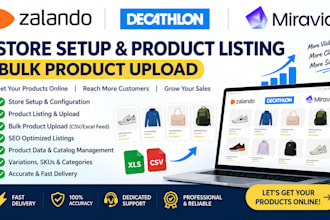 do zalando decathlon miravia store setup product listing bulk product upload