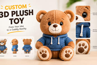 create custom 3d plush toy design character modelling stuffed animal