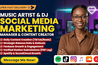 be music social media manager, fix broken release smartlink, track promo data