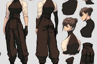 draw custom  reference sheet design in anime