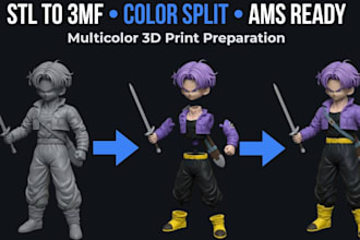 convert stl to 3mf, color split, slice and prep multicolor bambu lab ams file