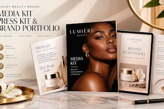 design a luxury beauty brand media kit, press kit, and brand portfolio