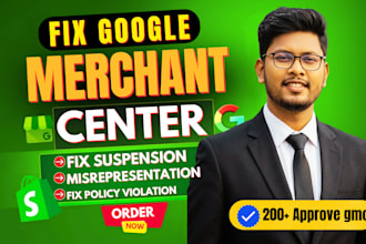 fix google merchant center suspension and merchant center misrepresentation