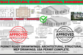 provide texas architectural plans, structural engineering and texas stamp
