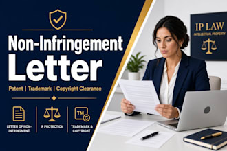 a professional letter of non infringement for your product or invention