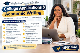 edit college application, common app, scholarship essay and personal statement