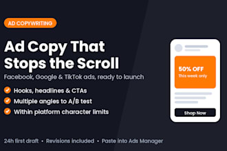 write high converting facebook, google and tiktok ad copy