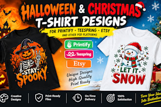 create halloween t shirt christmas t shirt design for printify teespring etsy