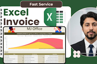 create professional excel invoice, sales report, stock sheet