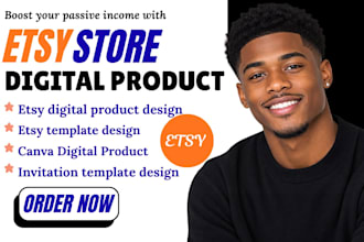 design etsy digital products, canva printable template design for your etsy shop