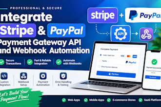 integrate stripe paypal payment gateway API and webhook automation