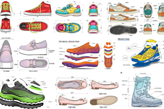 create professional shoe tech pack and footwear tech pack for manufacturing