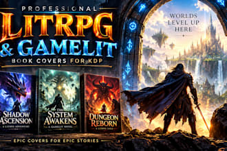 design a litrpg book cover and gamelit book cover for KDP