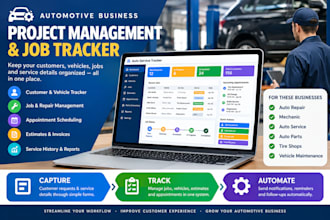 create auto repair, mechanic and auto parts projects management trackers