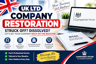 restore your UK ltd company, reinstate dissolved company with rt01